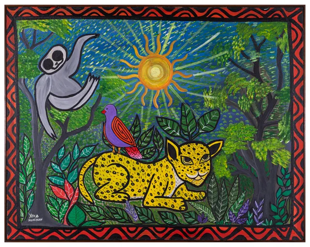 Obra de Yaka Hunikuin, artista integrante do grupo Makhu