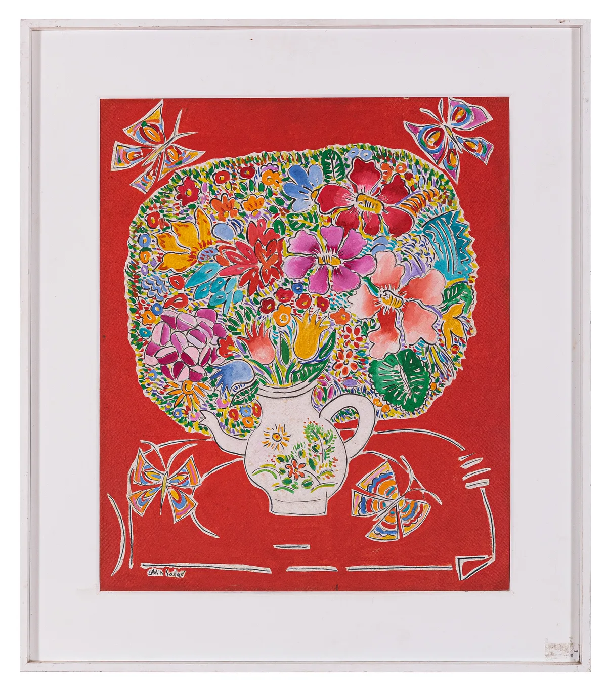 Vaso com flores e borboletas — Adir Sodré